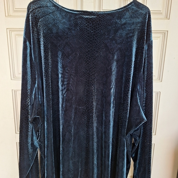 Kathi Lee Blouse Button Front DkBlu Velour PlusSz 26W-28W Long Sleeves See Tags - Picture 8 of 11